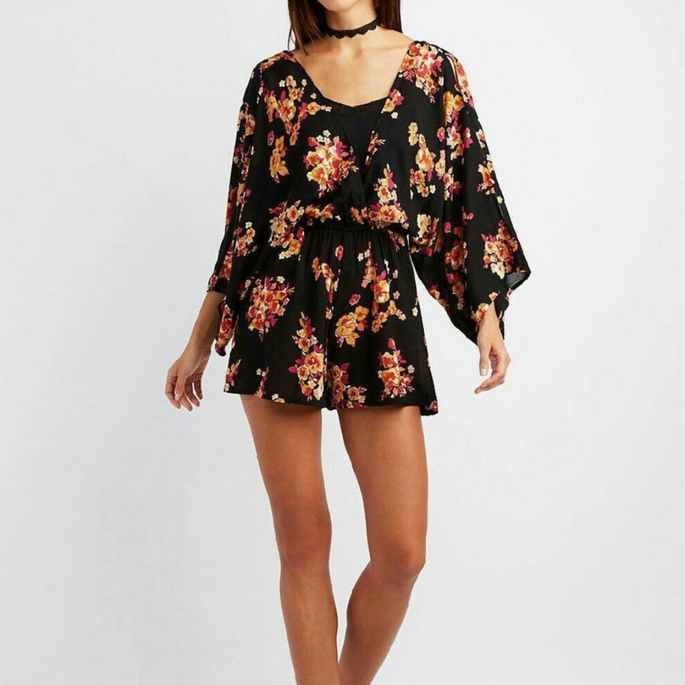 Black Floral Romper